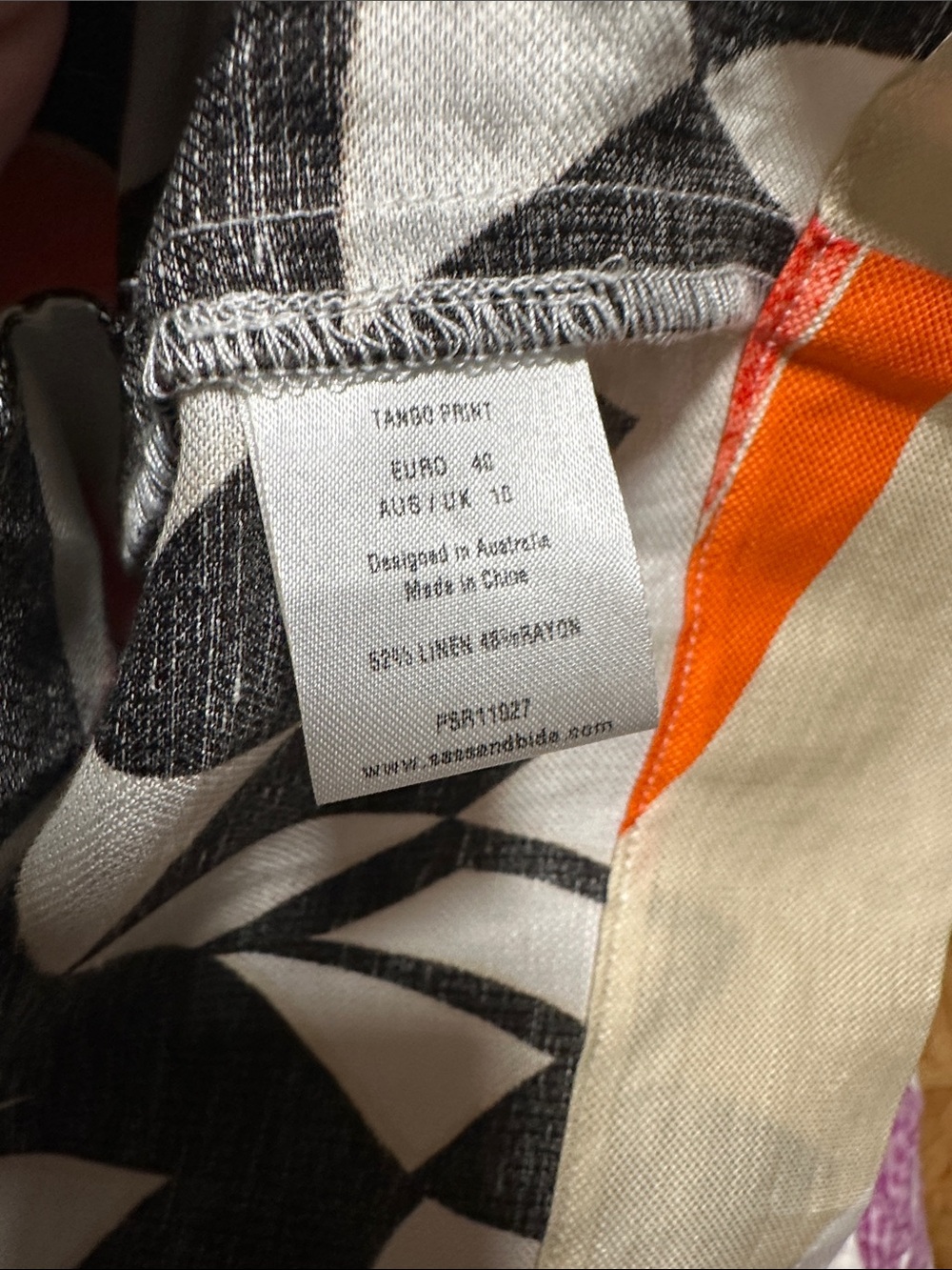 sass & bide Orange, Black & White Geometric Midi Dress - Picture 6 of 8